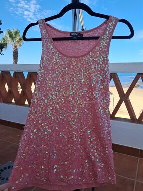 DKNY Pink Sequin Tank Top